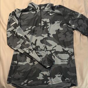 Nike Dry-Fit Black and Gray Camo Half-Zip running pullover